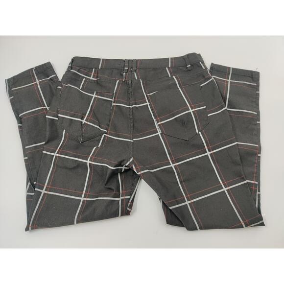 Zara Trousers Womens Size US 34 Black Red Plaid High Rise Slim‎ Fit Tailored - Picture 3 of 11